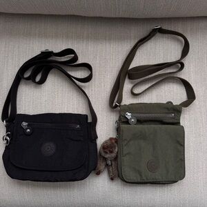 EUC Set of 2 Kipling Crossbody Bags Olive Green Eldorado & Black Sabian